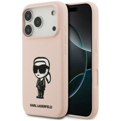 Husa Karl Lagerfeld iPhone 17 Pro Silicone Sketch & Logo, Karl, roz, KLHMP17LSKIGROP