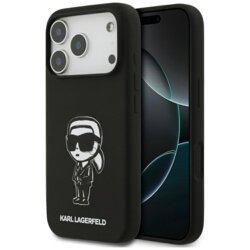Husa Karl Lagerfeld iPhone 17 Pro Silicone Sketch & Logo, Karl, negru, KLHMP17LSKIGROK