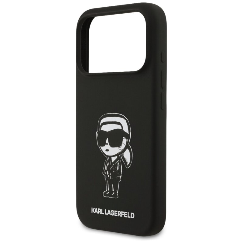 Husa Karl Lagerfeld iPhone 17 Pro Silicone Sketch & Logo, Karl, negru, KLHMP17LSKIGROK