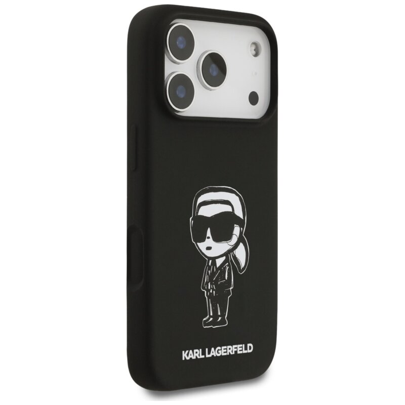 Husa Karl Lagerfeld iPhone 17 Pro Silicone Sketch & Logo, Karl, negru, KLHMP17LSKIGROK