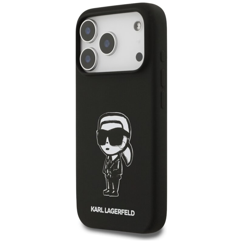 Husa Karl Lagerfeld iPhone 17 Pro Silicone Sketch & Logo, Karl, negru, KLHMP17LSKIGROK