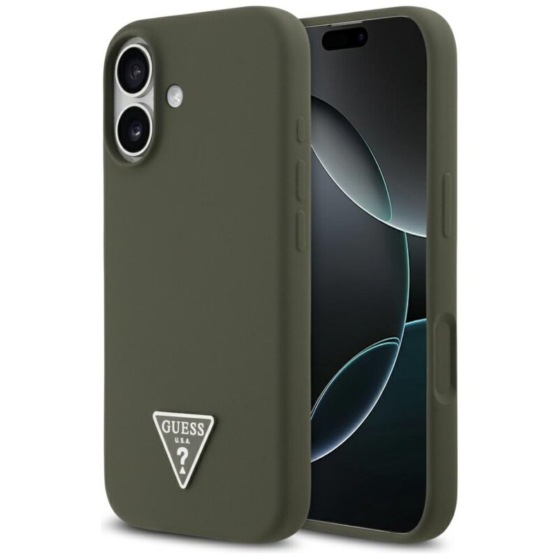 Husa Guess iPhone 17 Silicone Triangle Logo MagSafe, kaki, GUHMP17SSCTRLMA