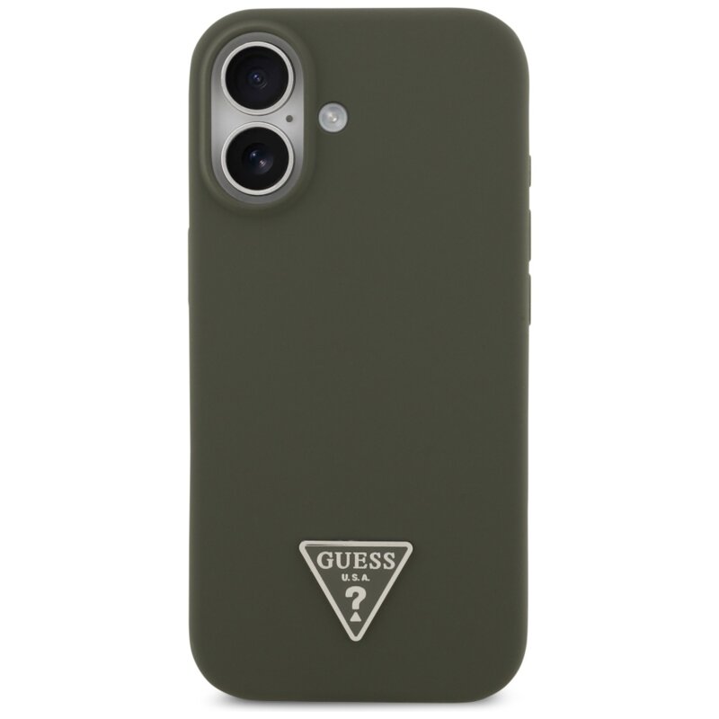 Husa Guess iPhone 17 Silicone Triangle Logo MagSafe, kaki, GUHMP17SSCTRLMA