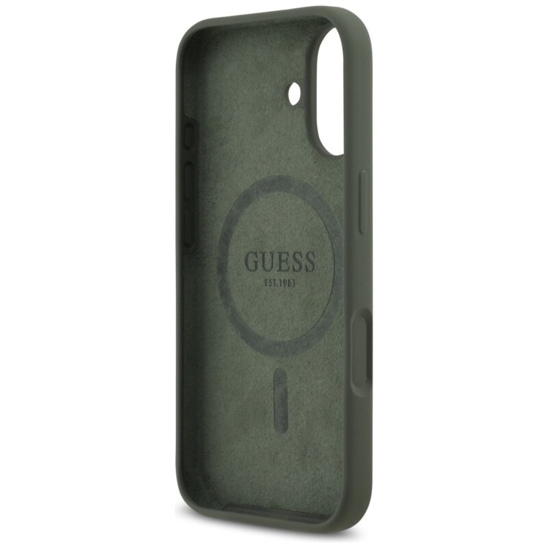 Husa Guess iPhone 17 Silicone Triangle Logo MagSafe, kaki, GUHMP17SSCTRLMA