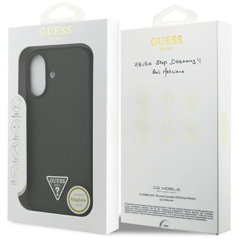 Husa Guess iPhone 17 Silicone Triangle Logo MagSafe, kaki, GUHMP17SSCTRLMA