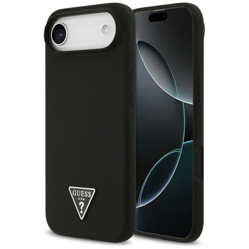 Husa Guess iPhone 17 Air Silicone Triangle Logo MagSafe, negru, GUHMP17MSCTRLMK