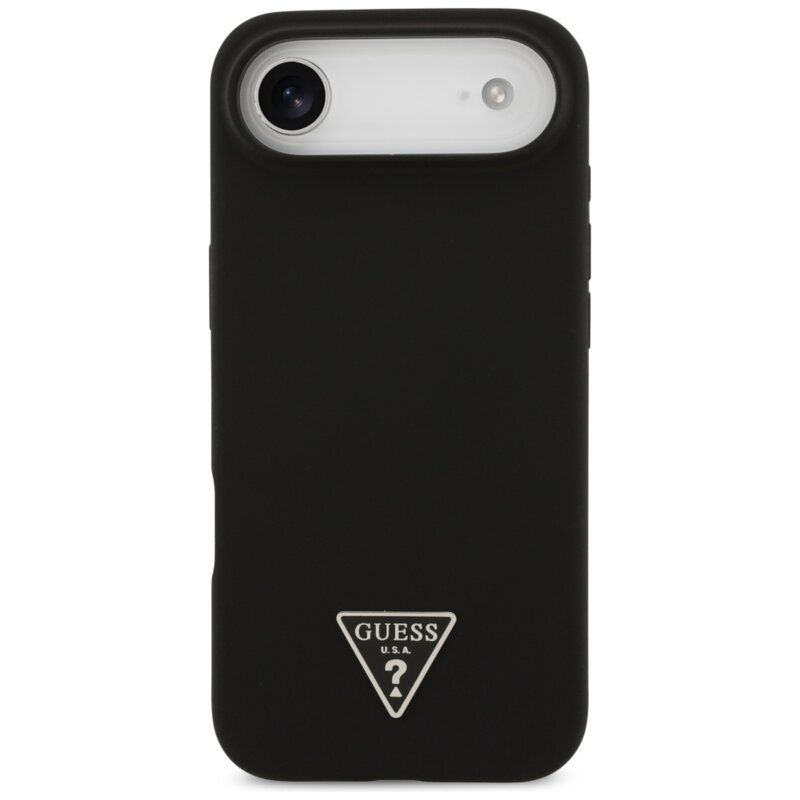 Husa Guess iPhone 17 Air Silicone Triangle Logo MagSafe, negru, GUHMP17MSCTRLMK