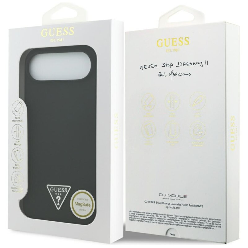 Husa Guess iPhone 17 Air Silicone Triangle Logo MagSafe, negru, GUHMP17MSCTRLMK