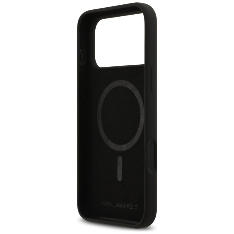 Husa Karl Lagerfeld iPhone 17 Pro Max Silicone Sketch & Logo, Karl&Choupette, negru, KLHMP17XSKCGRGOK