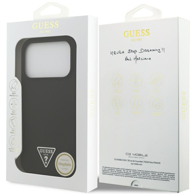 Husa Guess iPhone 17 Pro Max Silicone Triangle Logo MagSafe, negru, GUHMP17XSCTRLMK