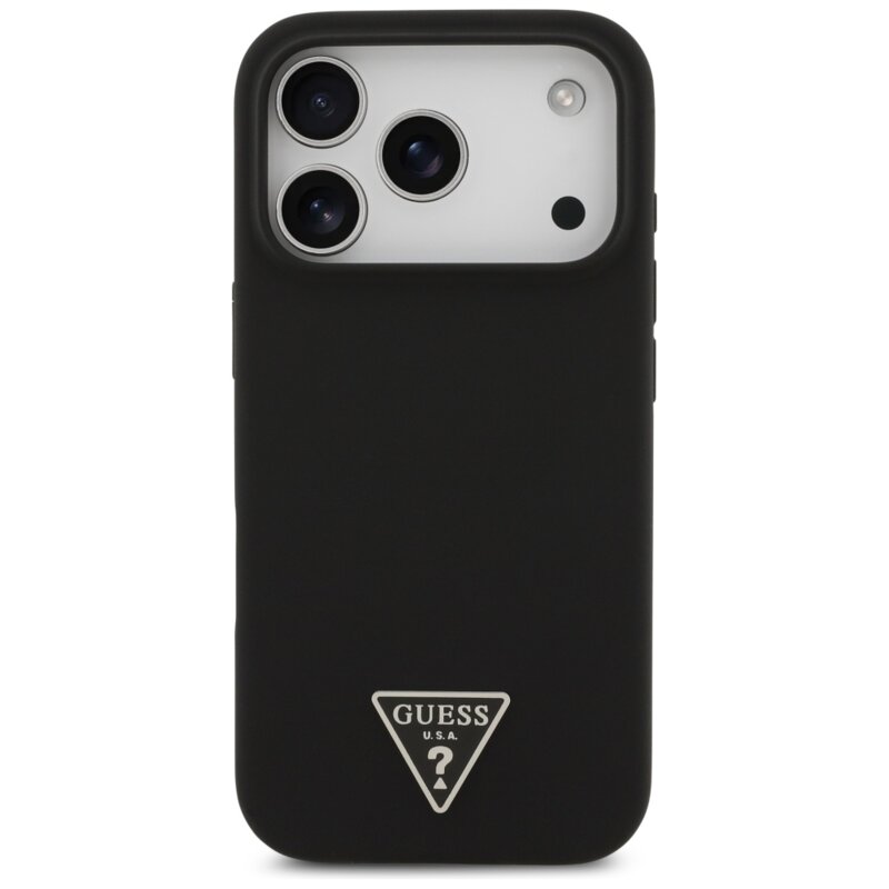 Husa Guess iPhone 17 Pro Silicone Triangle Logo MagSafe, negru, GUHMP17LSCTRLMK