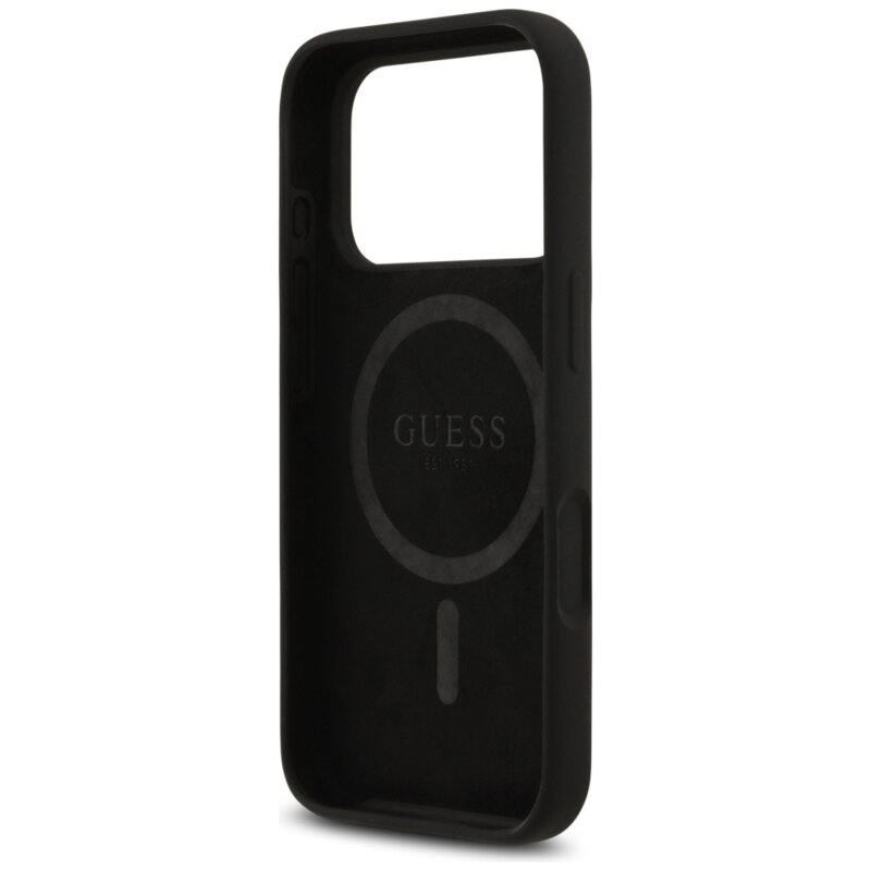 Husa Guess iPhone 17 Pro Silicone Triangle Logo MagSafe, negru, GUHMP17LSCTRLMK