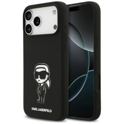 Husa Karl Lagerfeld iPhone 17 Pro Max Silicone Sketch & Logo, Karl, negru, KLHMP17XSKIGROK