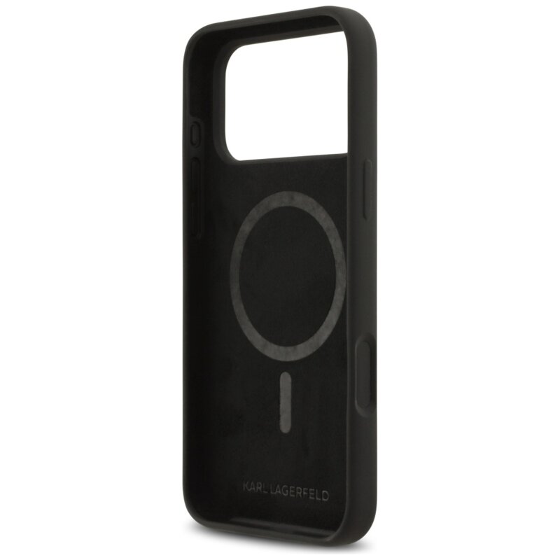 Husa Karl Lagerfeld iPhone 17 Pro Max Silicone Sketch & Logo, Karl, negru, KLHMP17XSKIGROK