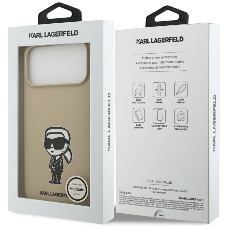 Husa Karl Lagerfeld iPhone 17 Pro Max Silicone Sketch & Logo, Kar, maro, KLHMP17XSKIGROW
