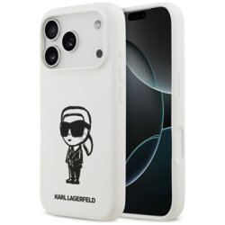 Husa Karl Lagerfeld iPhone 17 Pro Siliconee Sketch & Logo, Karl, alb, KLHMP17LSKIGROH
