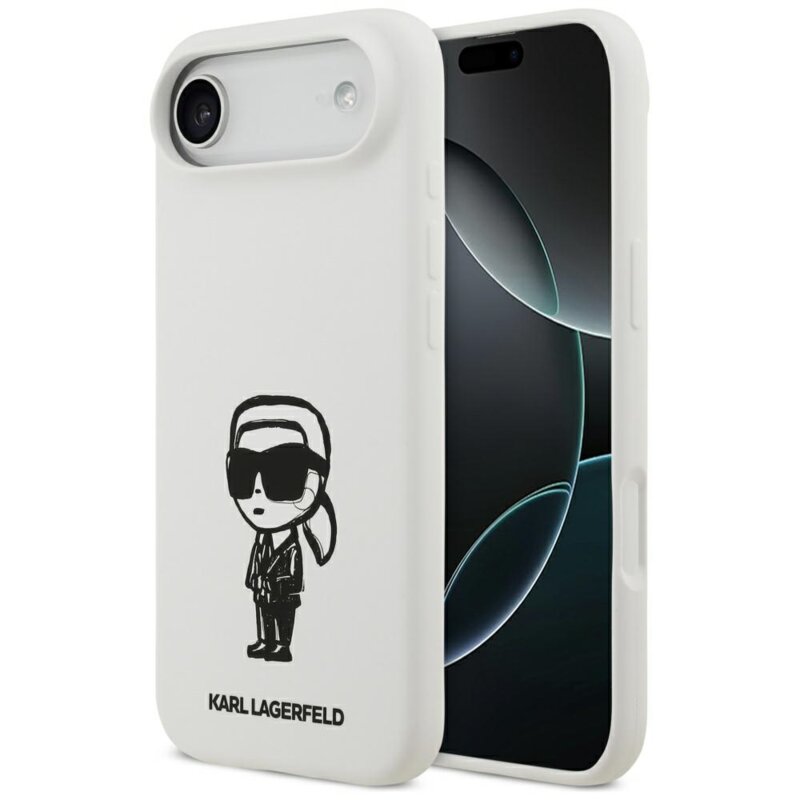 Husa Karl Lagerfeld iPhone 17 Air Silicone Sketch & Logo, Karl, alb, KLHMP17MSKIGROH