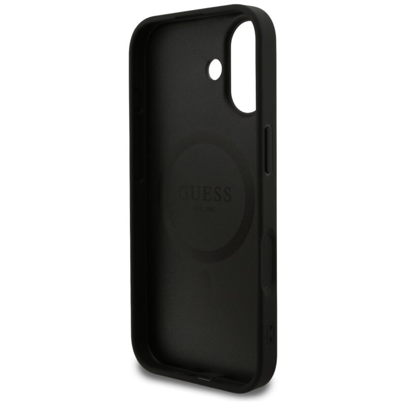 Husa iPhone 17 Guess Grained Gold Ring MagSafe, negru, GUHMP17SPGHSMMK