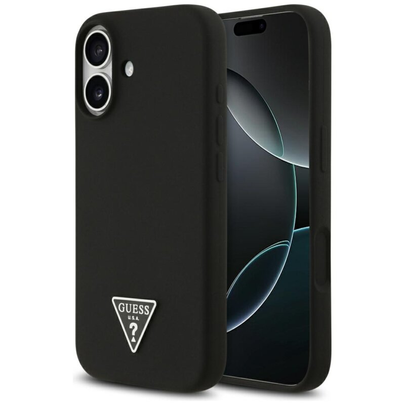 Husa Guess iPhone 17 Silicone Triangle Logo MagSafe, negru, GUHMP17SSCTRLMK