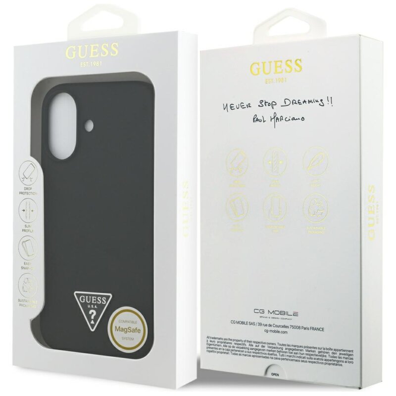 Husa Guess iPhone 17 Silicone Triangle Logo MagSafe, negru, GUHMP17SSCTRLMK