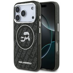 Husa Karl Lagerfeld iPhone 17 Pro Glitter MagSafe, Karl&Choupette Head, negru, KLHMP17LHMKBKCHOK