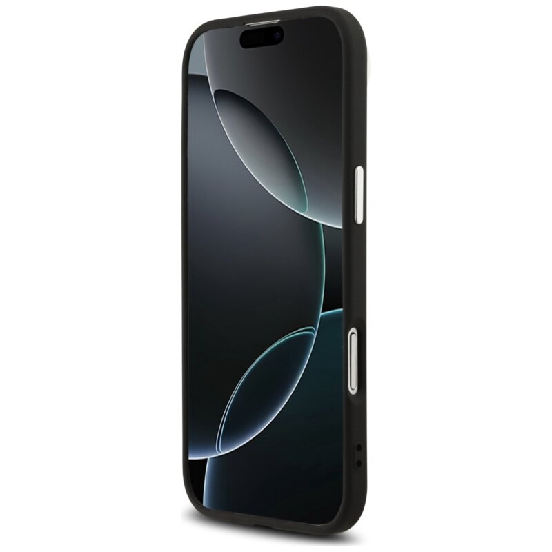 Husa Guess Glitter Triangle Logo MagSafe iPhone 17 Air cu sclipici, negru, GUHMP17MPFGTSCMK