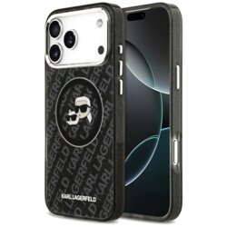 Husa Karl Lagerfeld iPhone 17 Pro Max Glitter MagSafe, Karl&Choupette Head, negru, KLHMP17XHMKBKCHOK