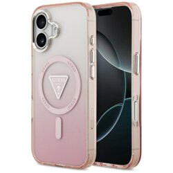 Husa iPhone 17 originala Guess IML Gradient Triangle Logo MagSafe, roz, GUHMP17SHGTMLCGP
