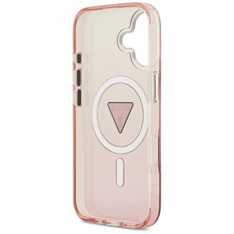 Husa iPhone 17 originala Guess IML Gradient Triangle Logo MagSafe, roz, GUHMP17SHGTMLCGP
