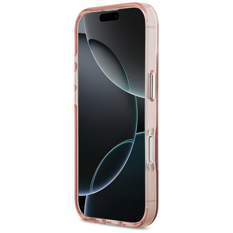 Husa iPhone 17 originala Guess IML Gradient Triangle Logo MagSafe, roz, GUHMP17SHGTMLCGP