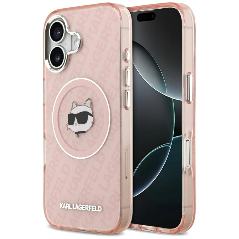 Husa iPhone 17 Karl Lagerfeld IML MagSafe, Choupette`s Head, roz, KLHMP17SHMKBCHOP