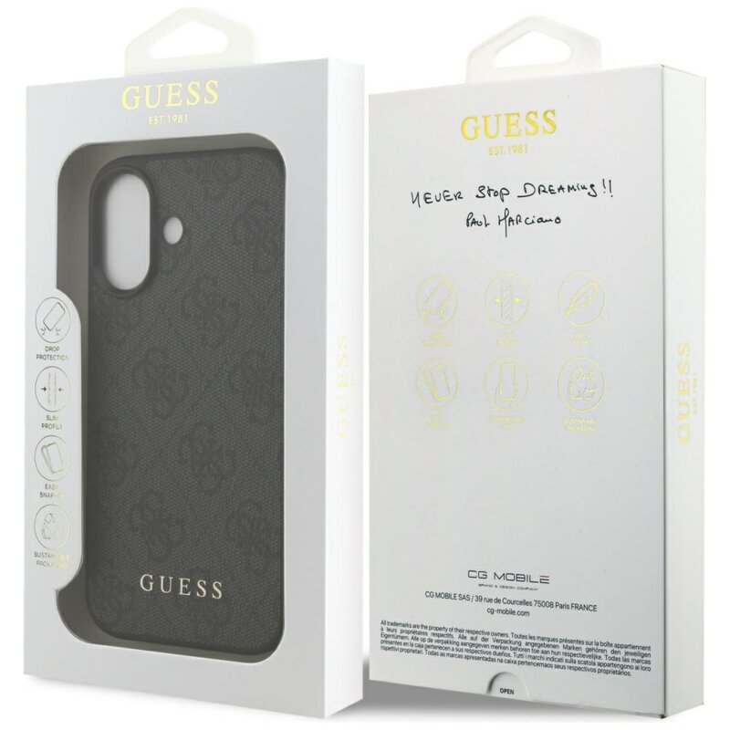 Husa originala Guess iPhone 17 Hardcase 4G Classic, negru, GUHCP17SG4GFGR