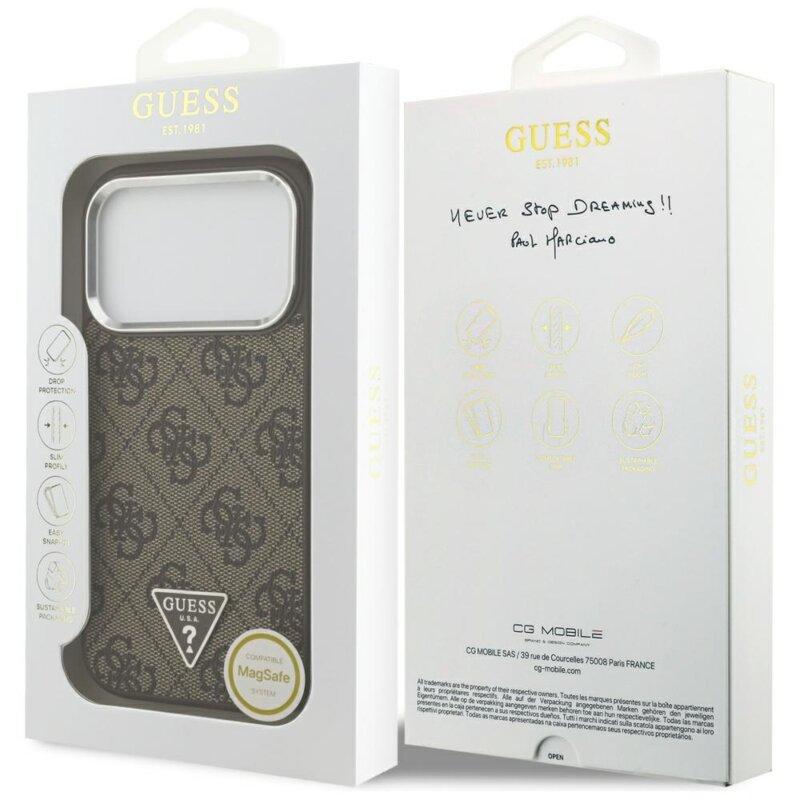 Husa originala Guess iPhone 17 Pro Hardcase 4G Triangle Logo MagSafe, maro, GUHMP17LP4TSRCMW