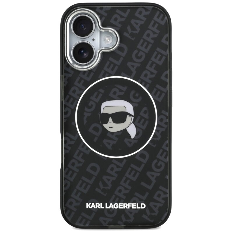 Husa iPhone 17 Karl Lagerfeld IML MagSafe, Karl`s Head, negru, KLHMP17SHMKBKHOK