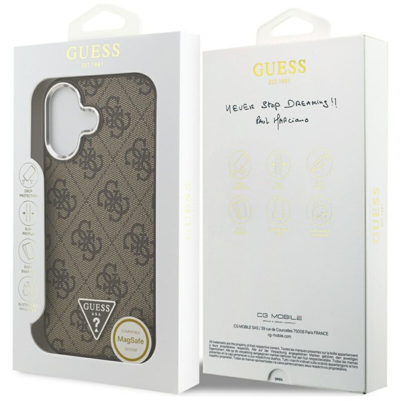 Husa originala Guess iPhone 17 Hardcase 4G Triangle Logo MagSafe, maro, GUHMP17SP4TSRCMW