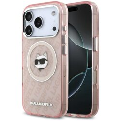 Husa iPhone 17 Pro Karl Lagerfeld IML MagSafe, Choupette`s Head, roz, KLHMP17LHMKBCHOP