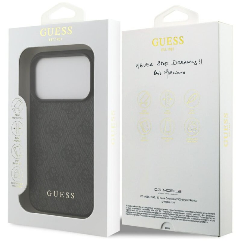 Husa originala Guess iPhone 17 Pro Hardcase 4G Classic, negru, GUHCP17LG4GFGR