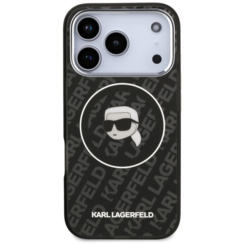 Husa iPhone 17 Pro Karl Lagerfeld IML MagSafe, Karl`s Head, negru, KLHMP17LHMKBKHOK