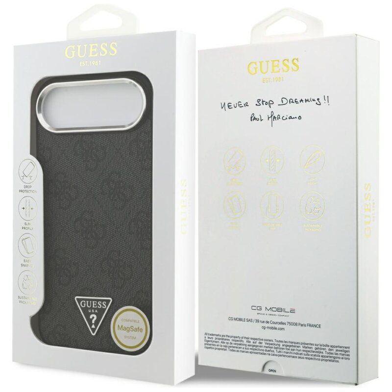 Husa originala Guess iPhone 17 Air Hardcase 4G Triangle Logo MagSafe, negru, GUHMP17MP4TSRCMK