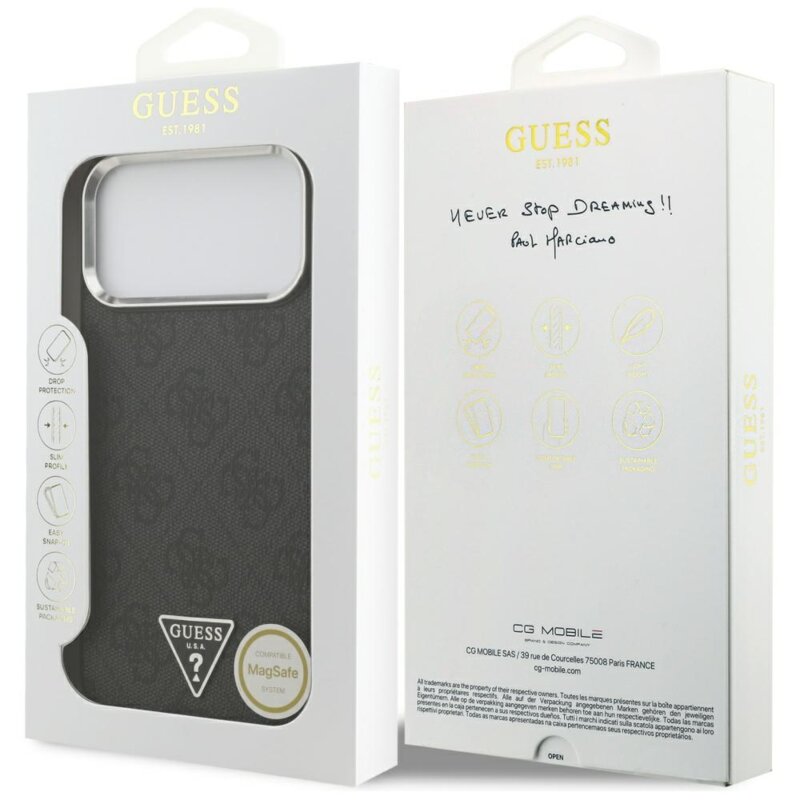 Husa originala Guess iPhone 17 Pro Max Hardcase 4G Triangle Logo MagSafe, negru, GUHMP17XP4TSRCMK