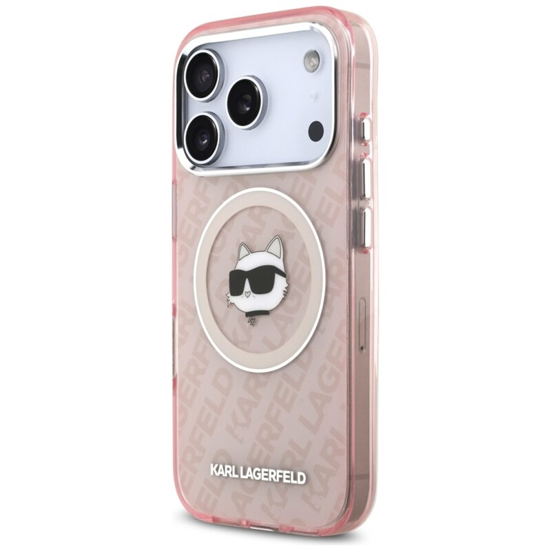 Husa iPhone 17 Pro Max Karl Lagerfeld IML MagSafe, Choupette`s Head, roz, KLHMP17XHMKBCHOP