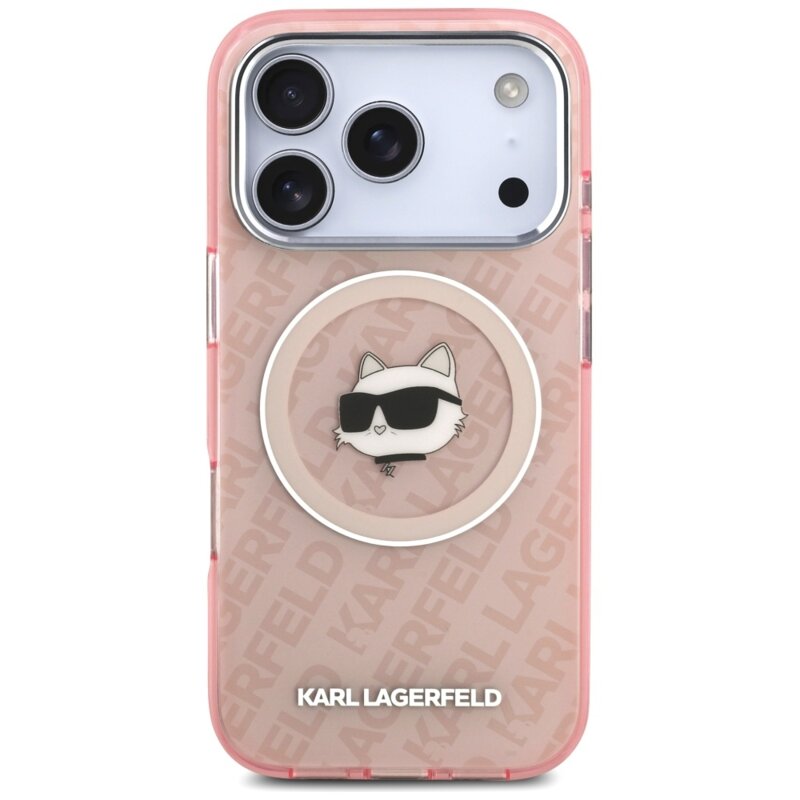 Husa iPhone 17 Pro Max Karl Lagerfeld IML MagSafe, Choupette`s Head, roz, KLHMP17XHMKBCHOP