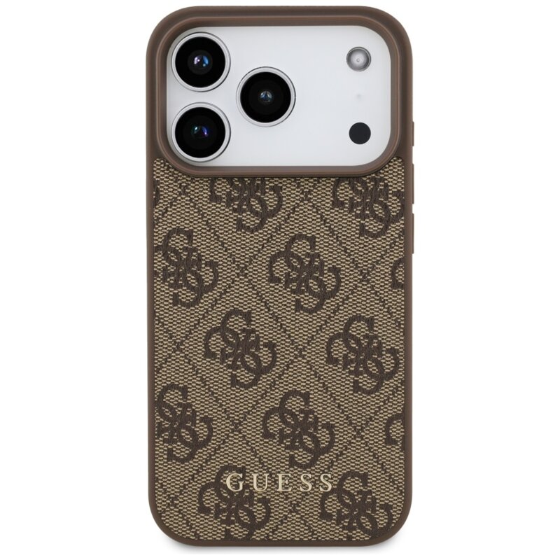 Husa originala Guess iPhone 17 Pro Hardcase 4G Classic, maro, GUHCP17LG4GFBR