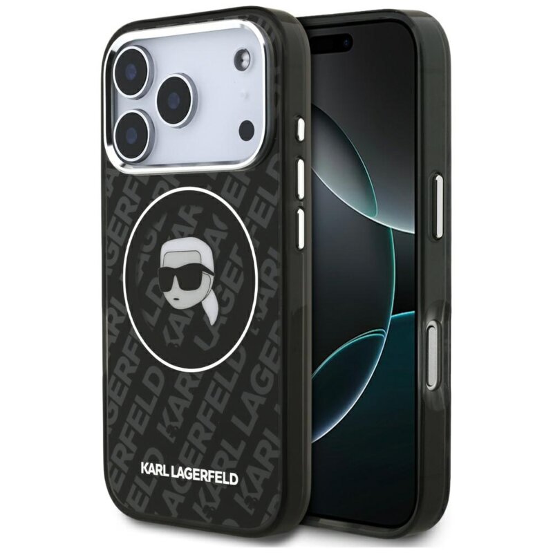 Husa iPhone 17 Pro Max Karl Lagerfeld IML MagSafe, Karl`s Head, negru, KLHMP17XHMKBKHOK