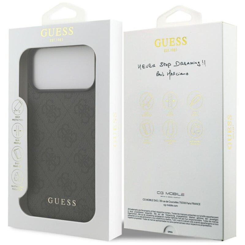 Husa originala Guess iPhone 17 Pro Max Hardcase 4G Classic, negru, GUHCP17XG4GFGR