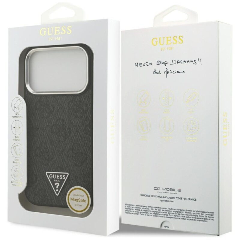 Husa originala Guess iPhone 17 Pro Hardcase 4G Triangle Logo MagSafe, negru, GUHMP17LP4TSRCMK