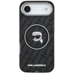 Husa iPhone 17 Air Karl Lagerfeld IML MagSafe, Karl`s Head, negru, KLHMP17MHMKBKHOK