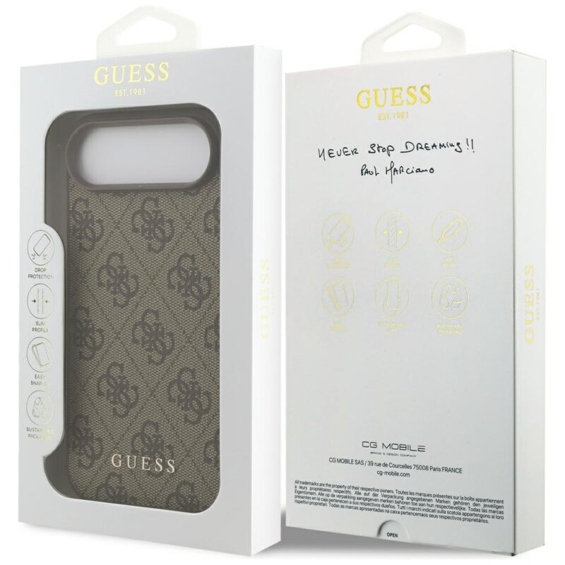 Husa originala Guess iPhone 17 Air Hardcase 4G Classic, maro,GUHCP17MG4GFBR