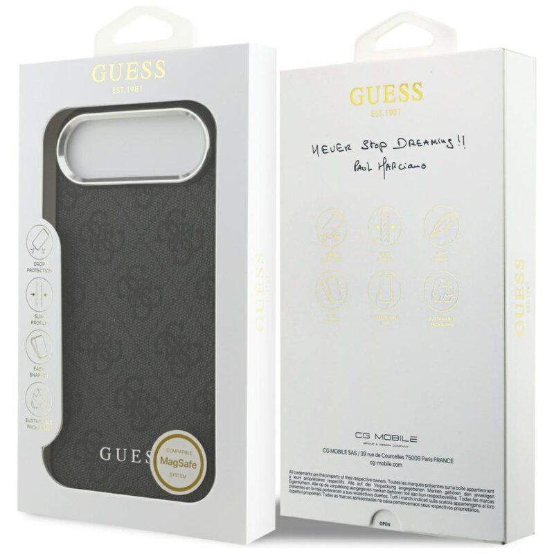 Husa originala Guess iPhone 17 Air Hardcase 4G Classic Logo MagSafe, negru, GUHMP17MP4GSSMCK