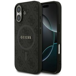 Husa iPhone 17 Guess 4G Ring Classic Logo MagSafe, negru, GUHMP17SG4GFRK